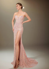 Wallis | Light Pink Mermaid Strapless Sweetheart Neck Prom Dress with Slit and Train - Light Pink - PromDressClub